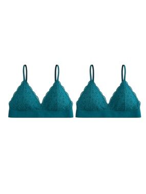 NWT Colsie Women’s BUNDLE OF 2 Teal Lace Bralettes No Padding No Wire Stretch